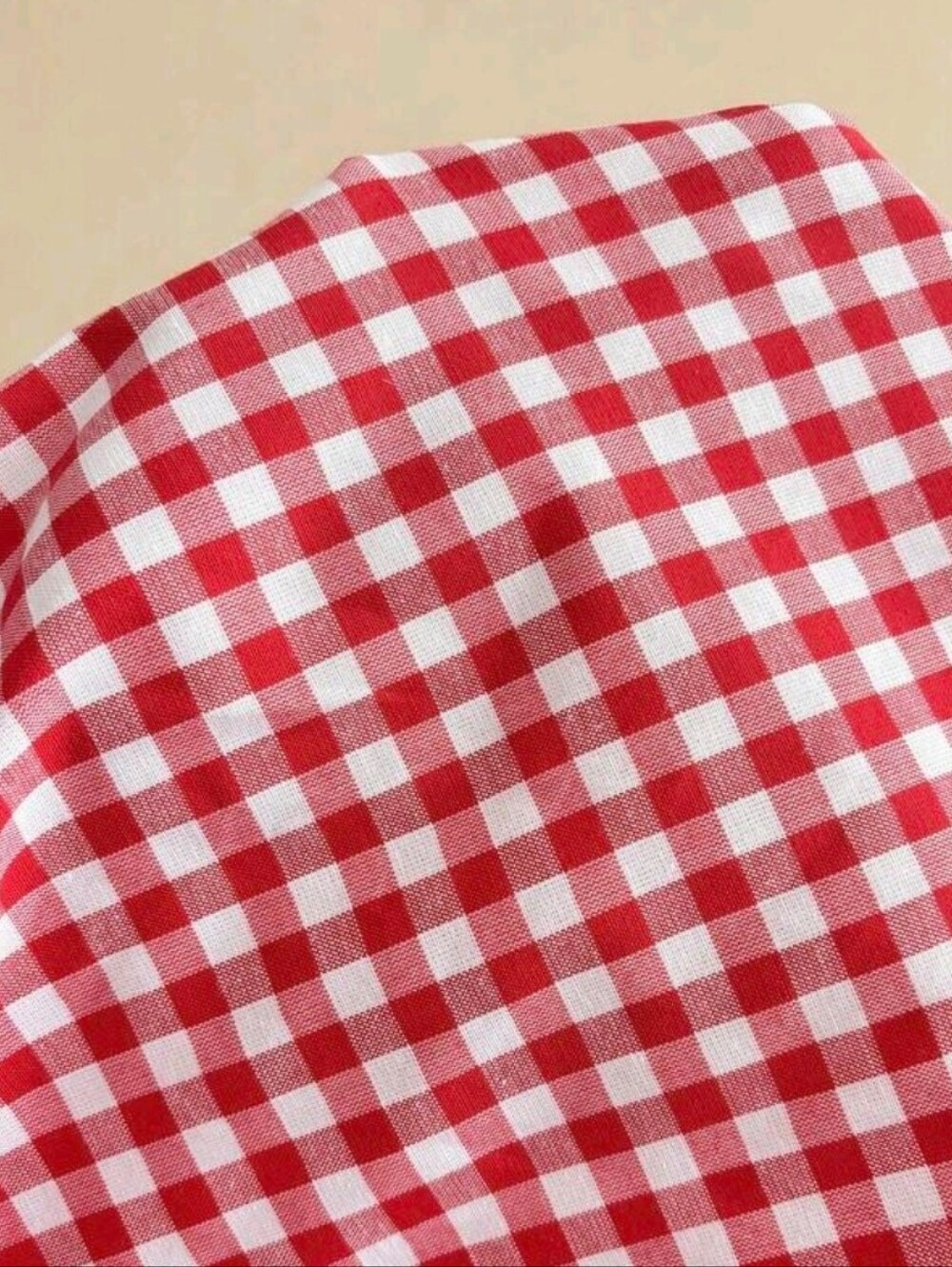 New Gingham Lace Up Back A Line Midi Dress PLUS Red White - Picture 9 of 11